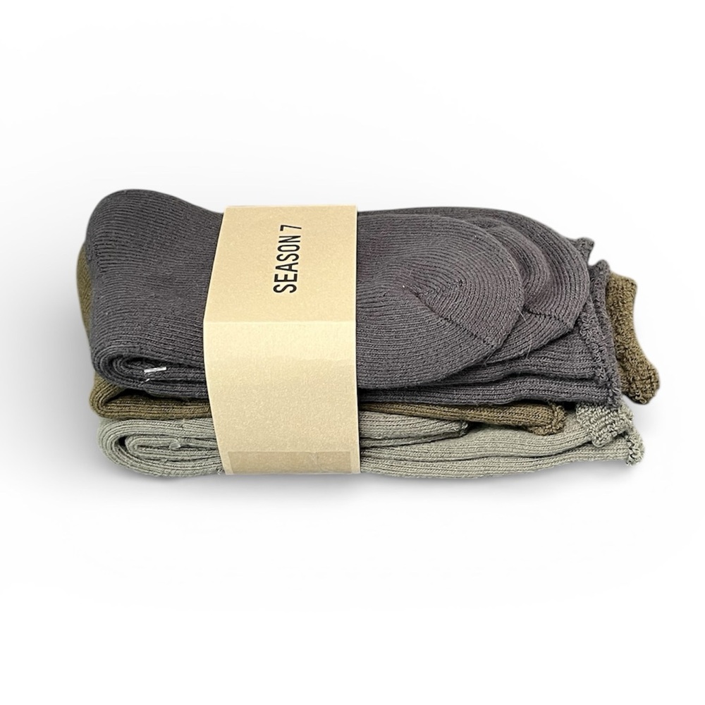NWT YEEZY Season 7 Bouclette 3 Pack Green & Blue Cotton Crew Socks Size L/XL